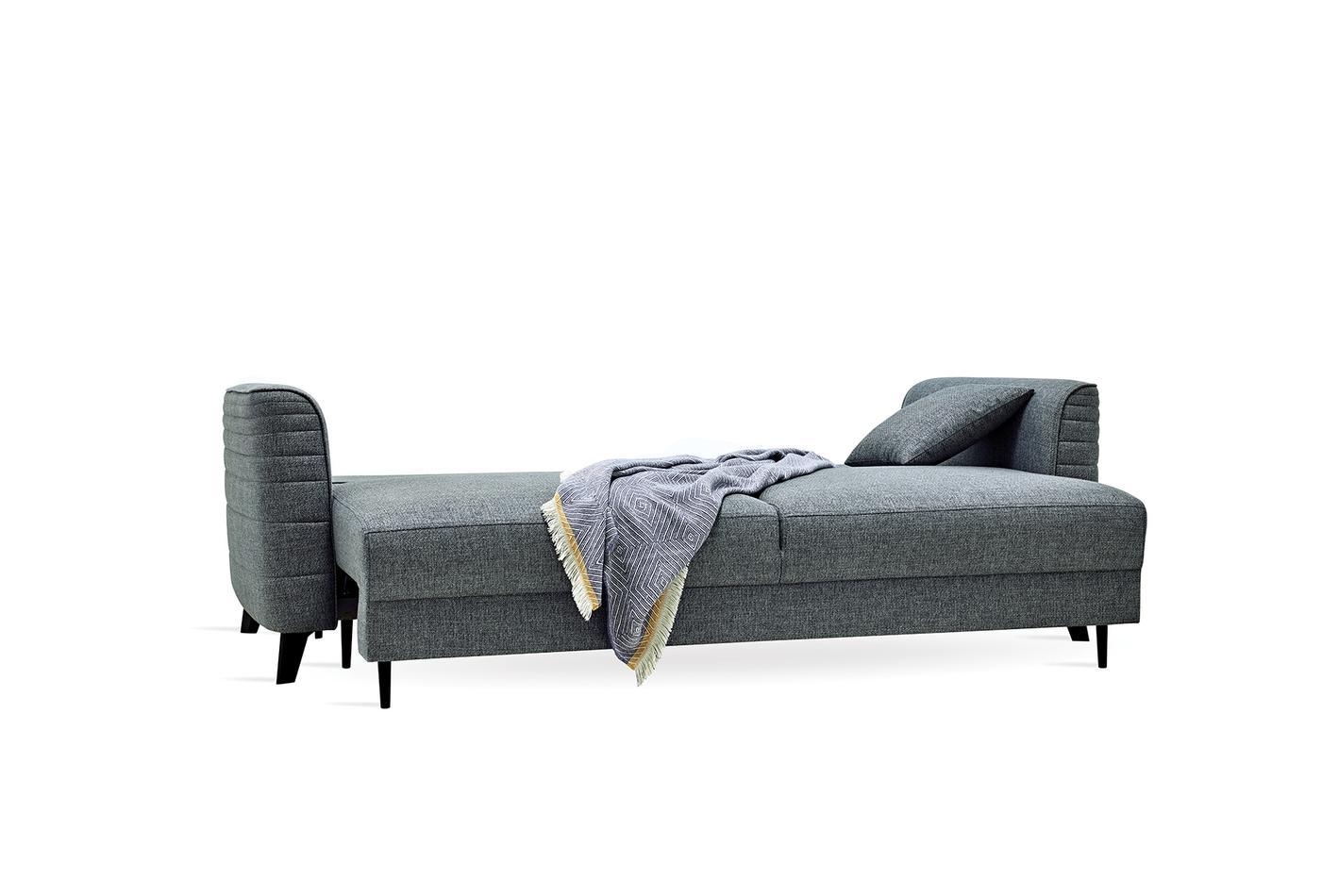Grace Blue Linen 3-Seater Sofa Bed with Storage | Modern Sofa Bed Dubai | Enza Home UAE - Image 7