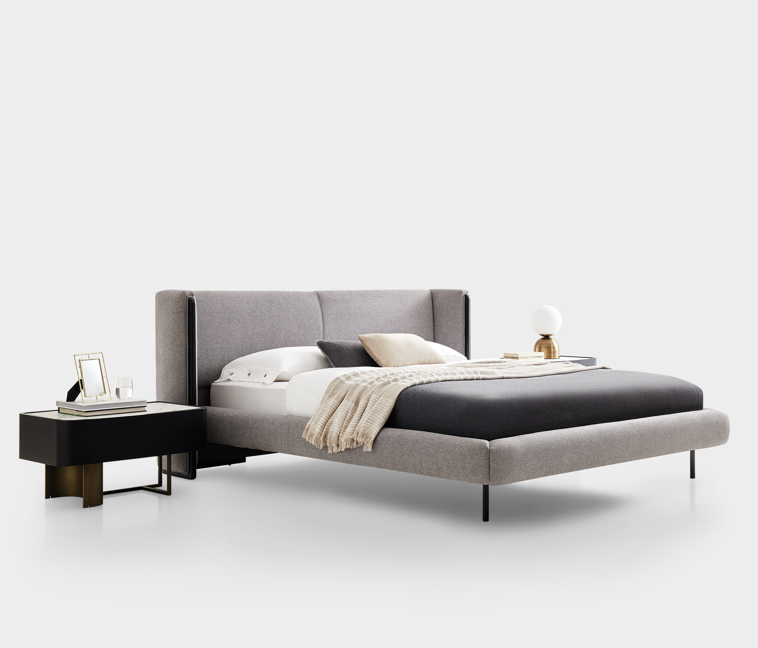 TUNIS BEDSTEAD W/ HEADBOARD 180X200 GK:17501 DARK GREY