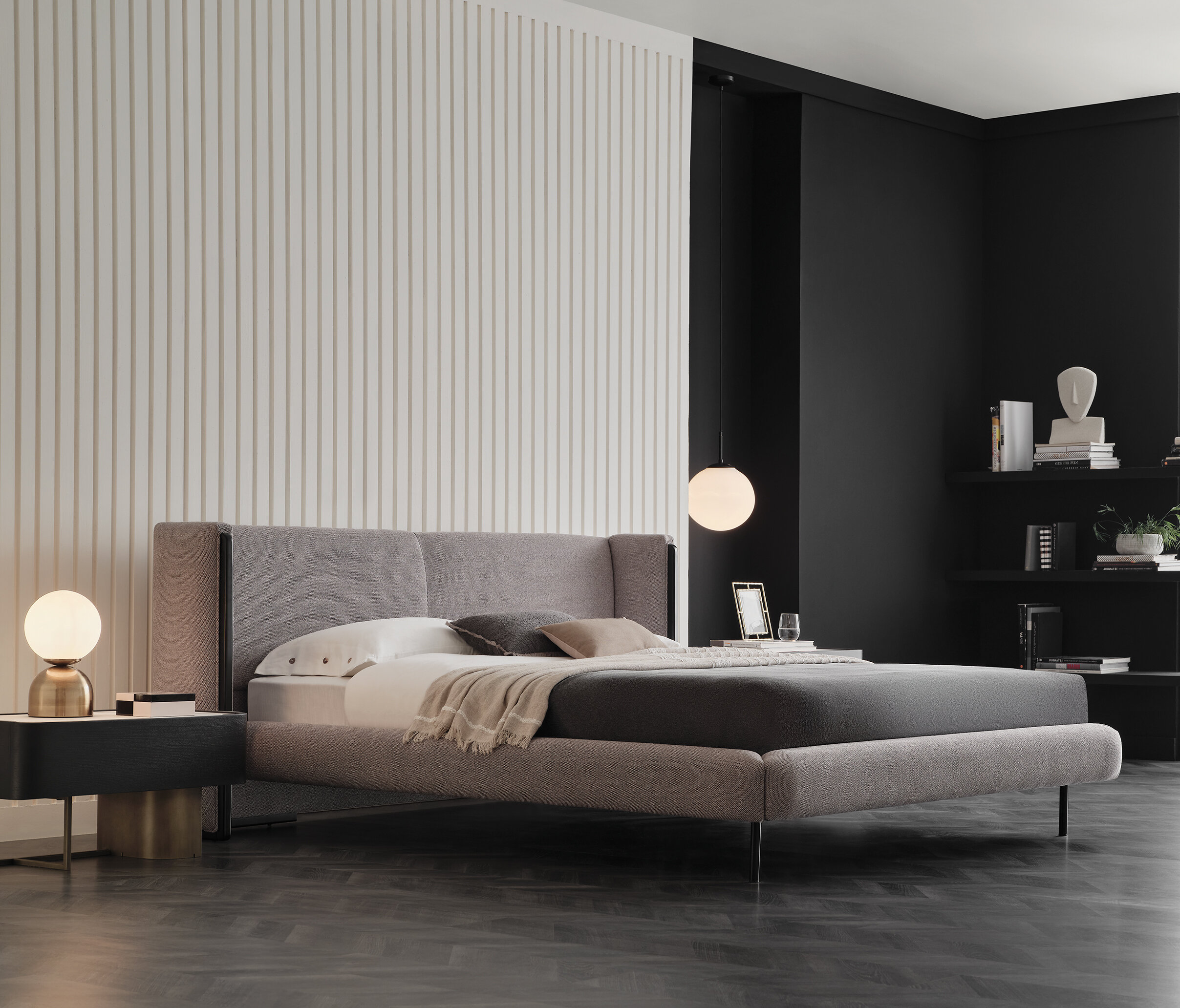 TUNIS BEDSTEAD W/ HEADBOARD 180X200 GK:17501 DARK GREY - Image 2