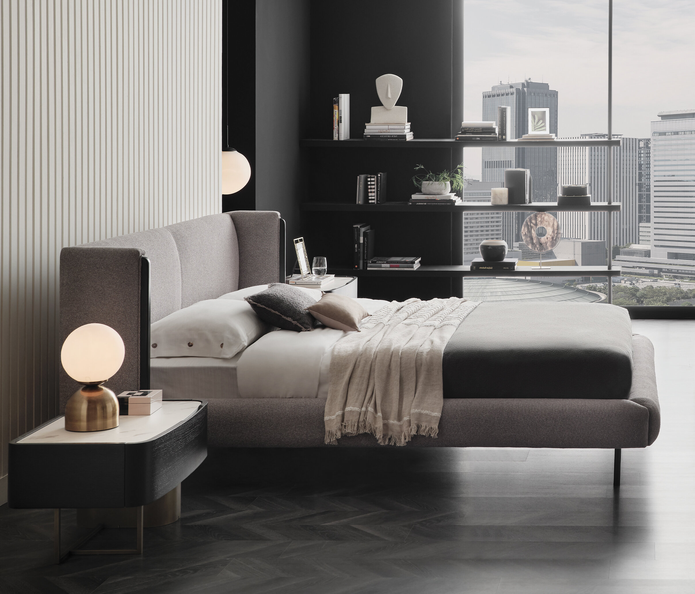 TUNIS BEDSTEAD W/ HEADBOARD 180X200 GK:17501 DARK GREY - Image 4