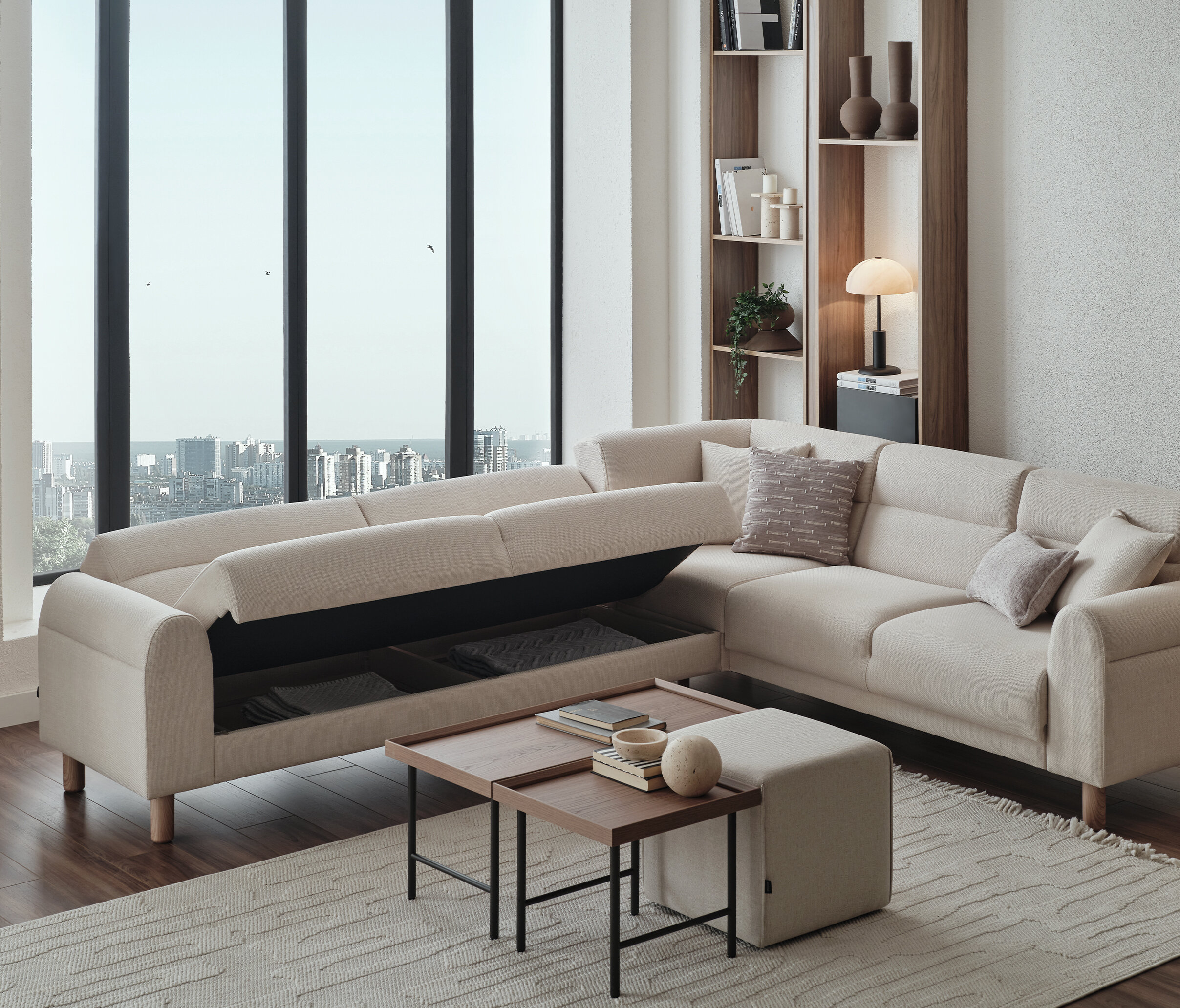 PALOMA CORNER SOFA BED RIGHT GK:55904 CREAM AR:301 - Image 6