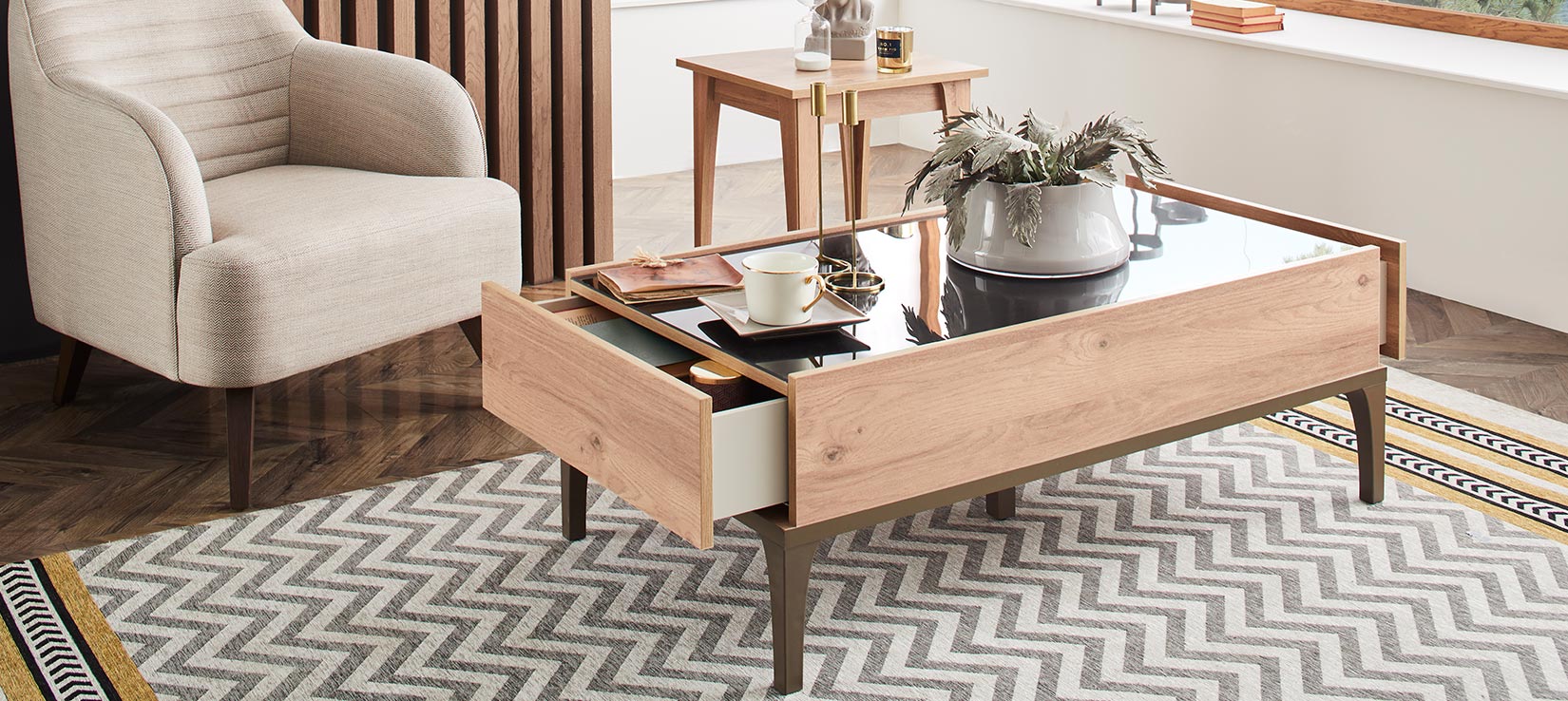 SONA COFFEE TABLE WITH GLASS - Image 3