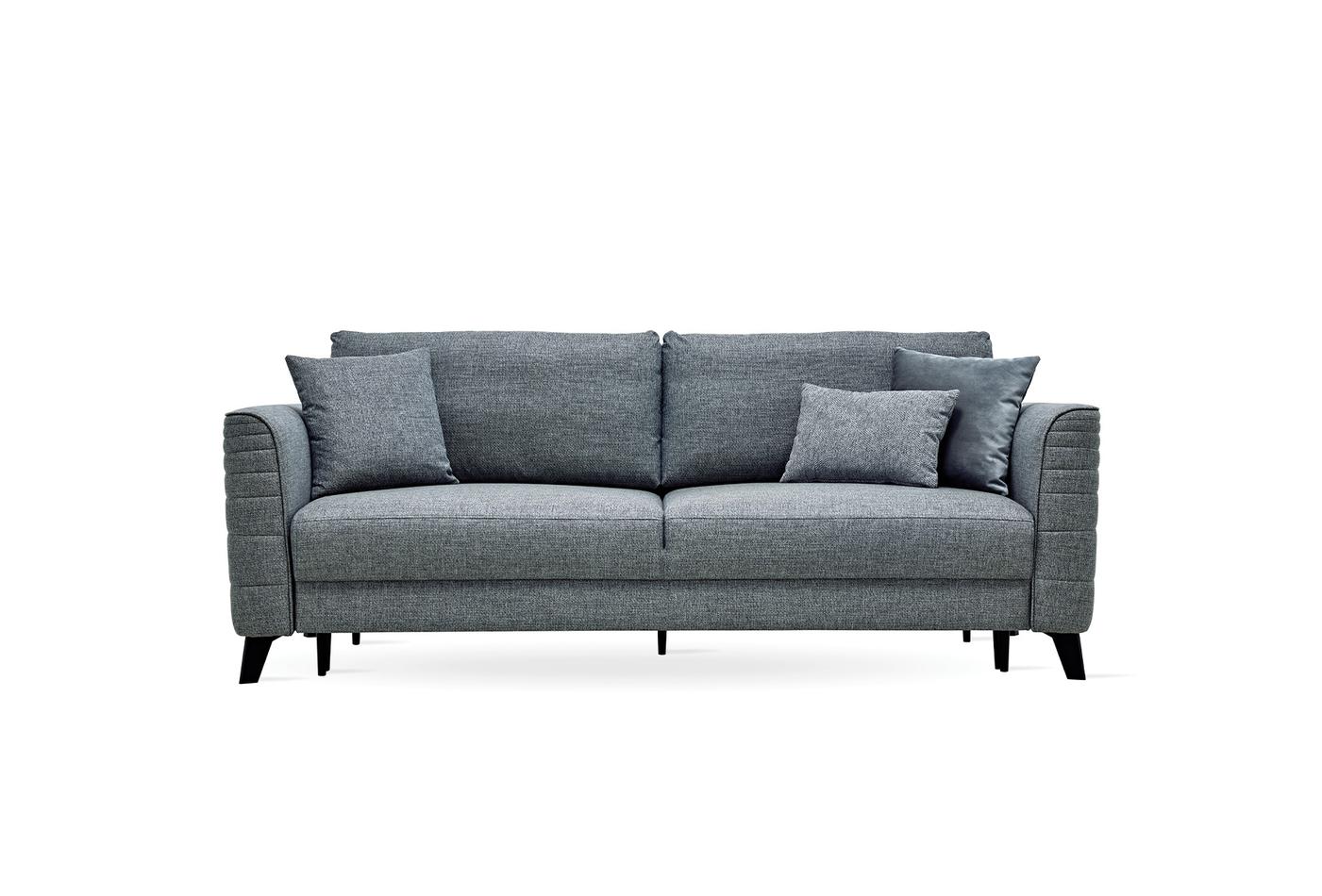 Grace Blue Linen 3-Seater Sofa Bed with Storage | Modern Sofa Bed Dubai | Enza Home UAE - Image 10