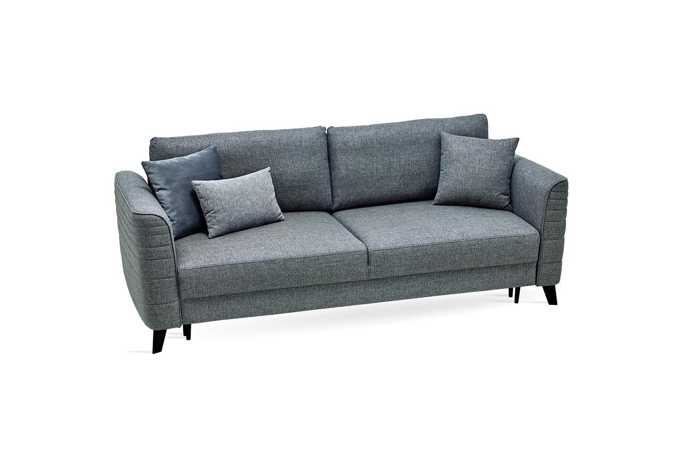 Grace Blue Linen 3-Seater Sofa Bed with Storage | Modern Sofa Bed Dubai | Enza Home UAE - Image 11