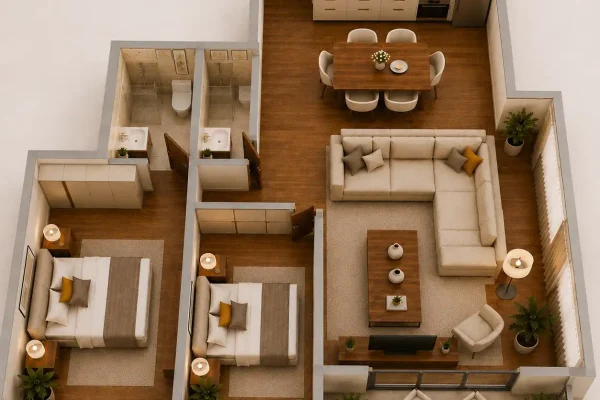 Complete 2 Bedroom Furniture Package by Enza Home featuring living room