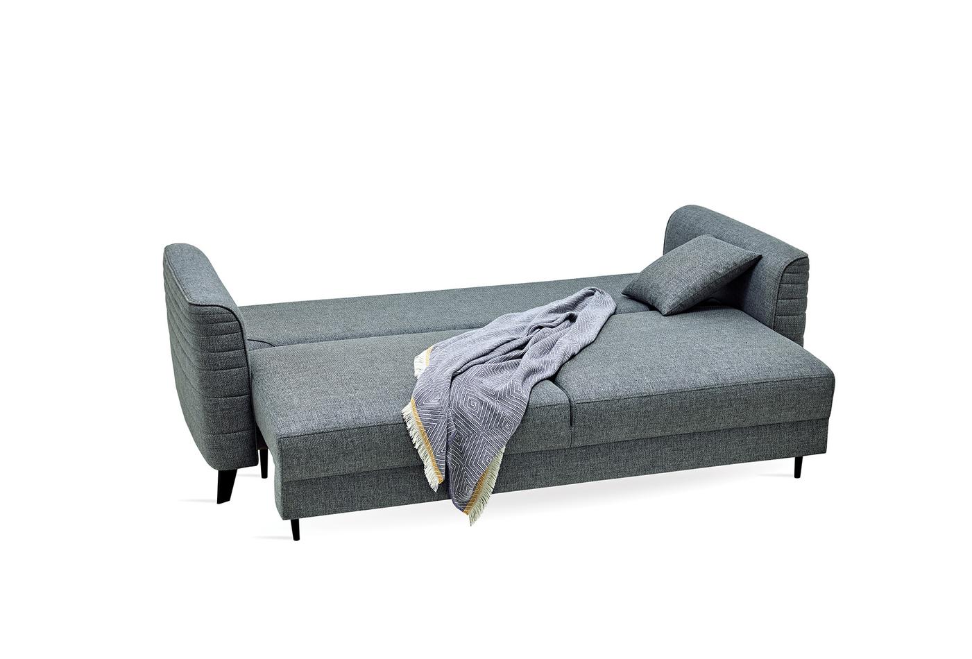 Grace Blue Linen 3-Seater Sofa Bed with Storage | Modern Sofa Bed Dubai | Enza Home UAE - Image 15