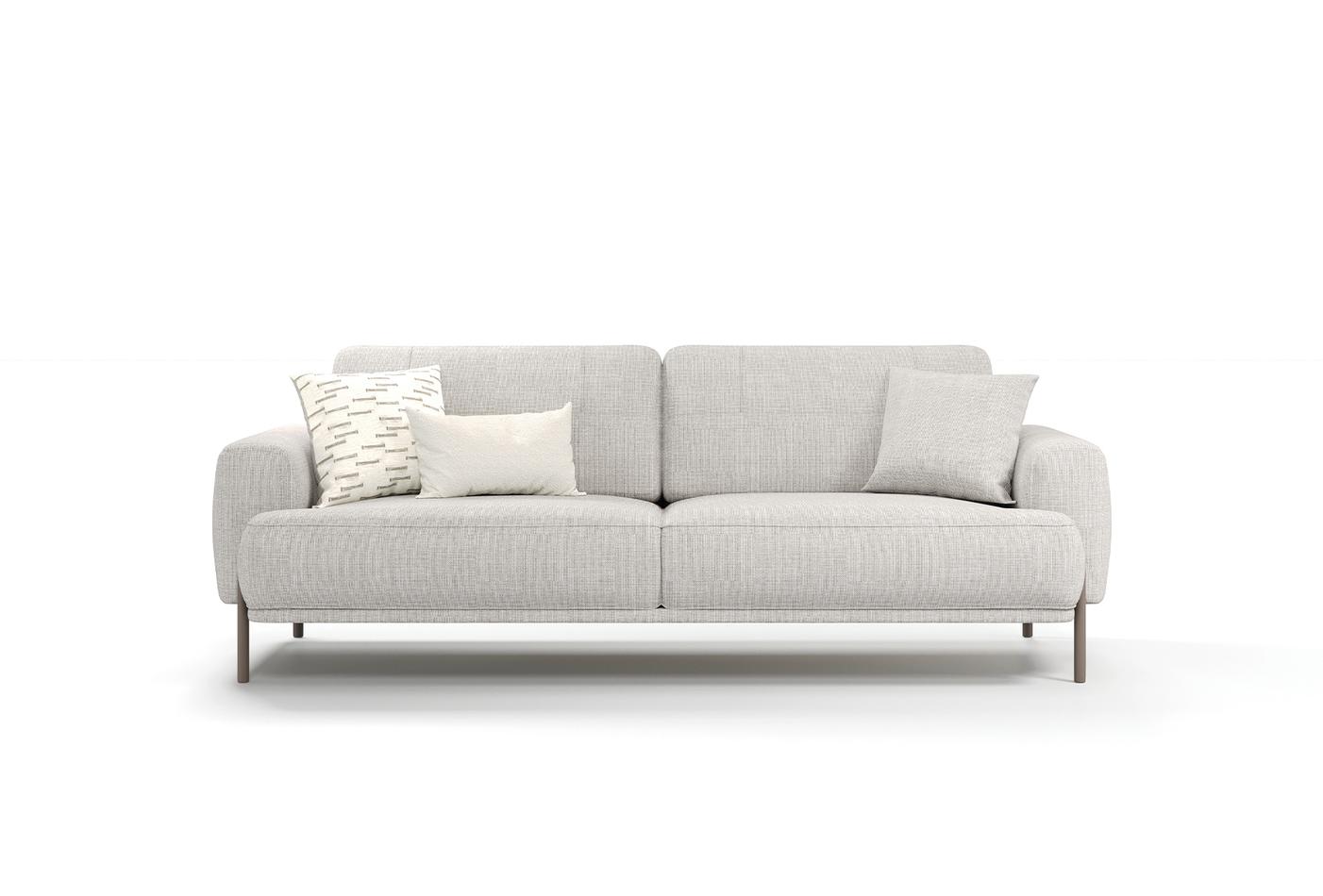 Varena light grey 3-seater sofa bed with woven fabric in modern living room Dubai