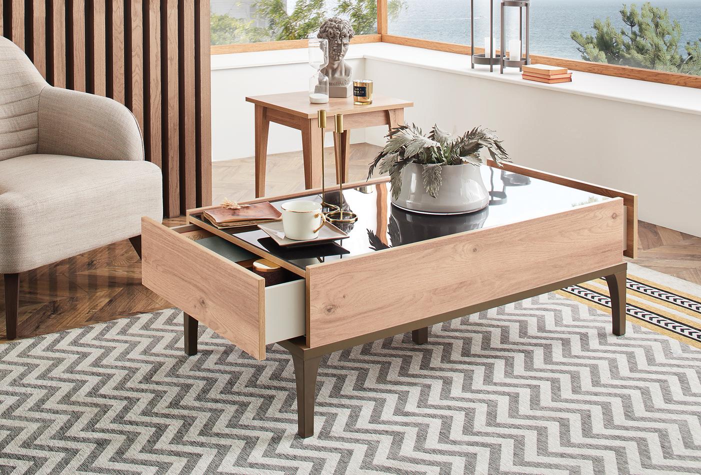 SONA COFFEE TABLE WITH GLASS - Image 2
