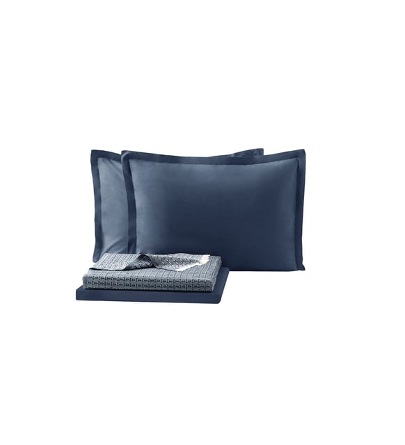 Queen Size Marita Pique Set - Navy - Image 4