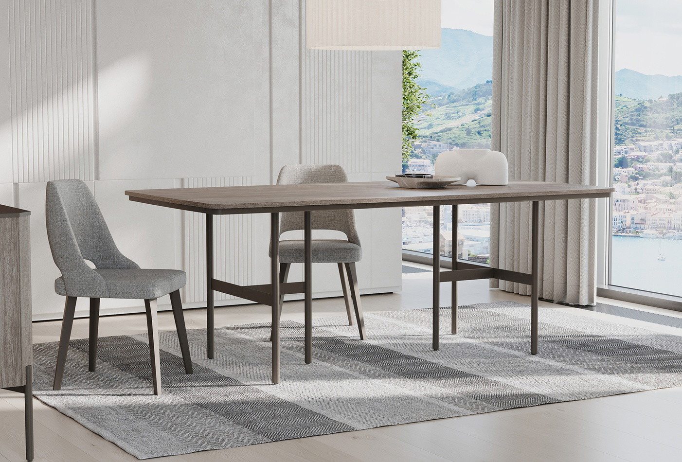 VARENA NON-EXTENDABLE DINING TABLE WITH METAL LEG