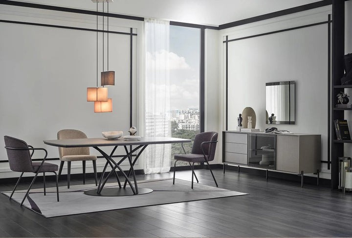 BERTA NON-EXTENDABLE TABLE - ROUND METAL LEG..