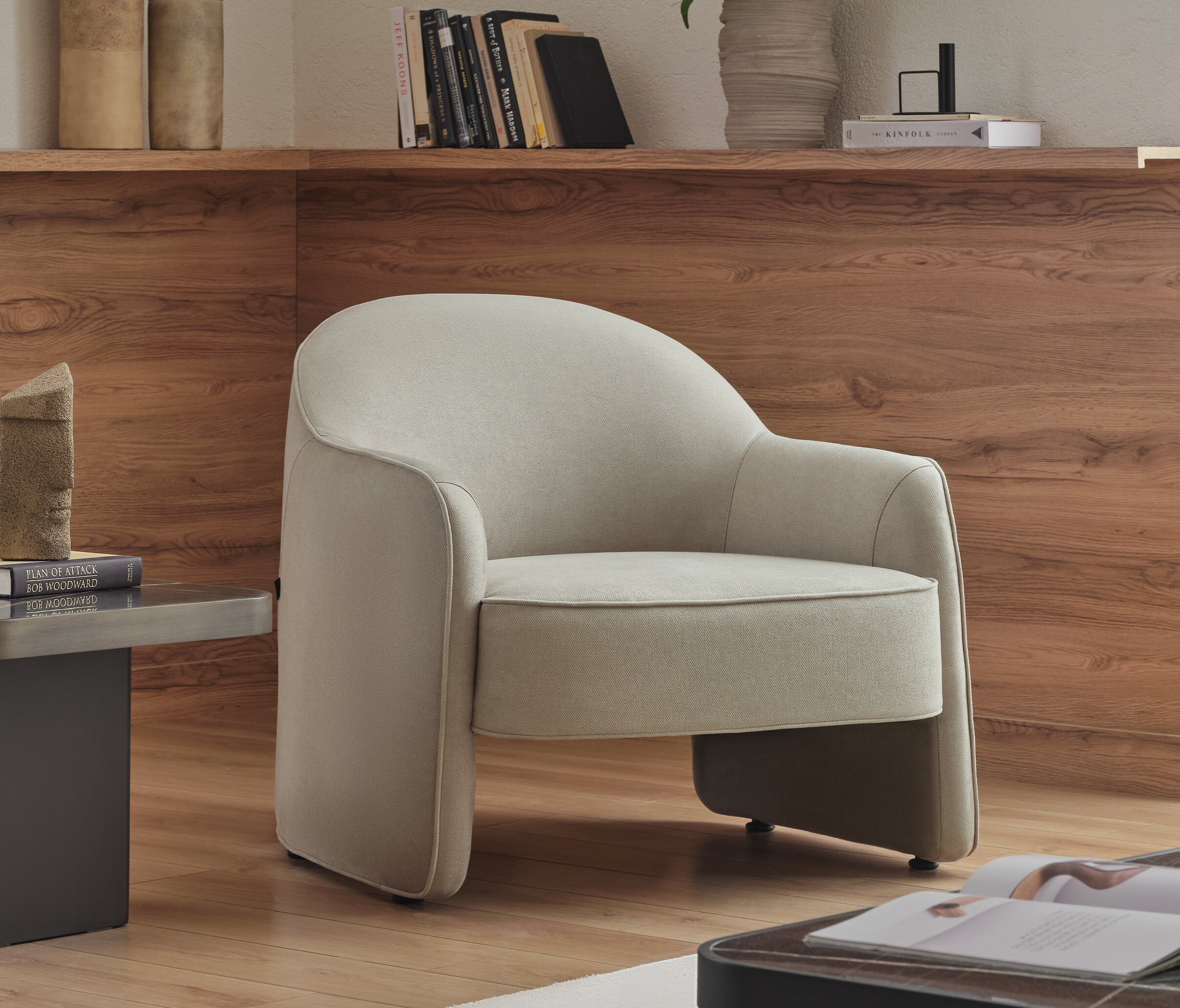 Milo Armchair, Knitted Fabric, 14008 Cream - Image 2