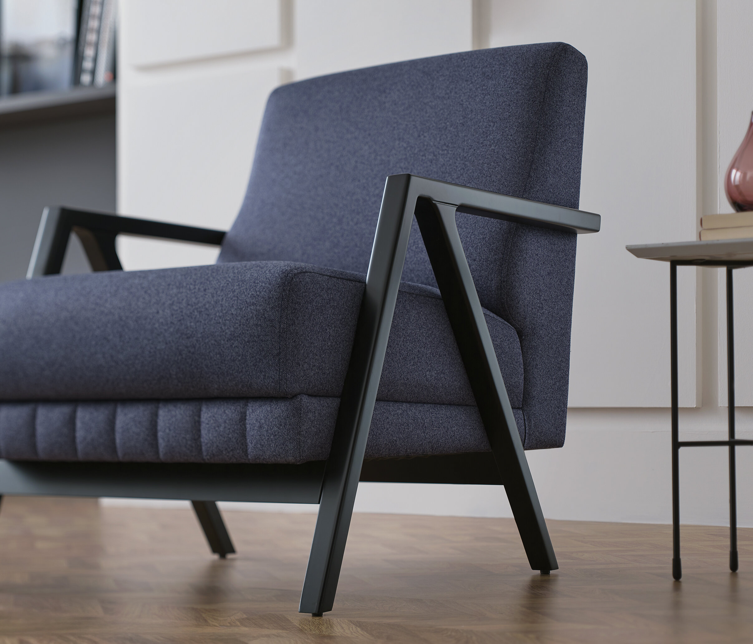 Pavia Armchair, Velvet Textured, 11802 Navy Blue - Image 3