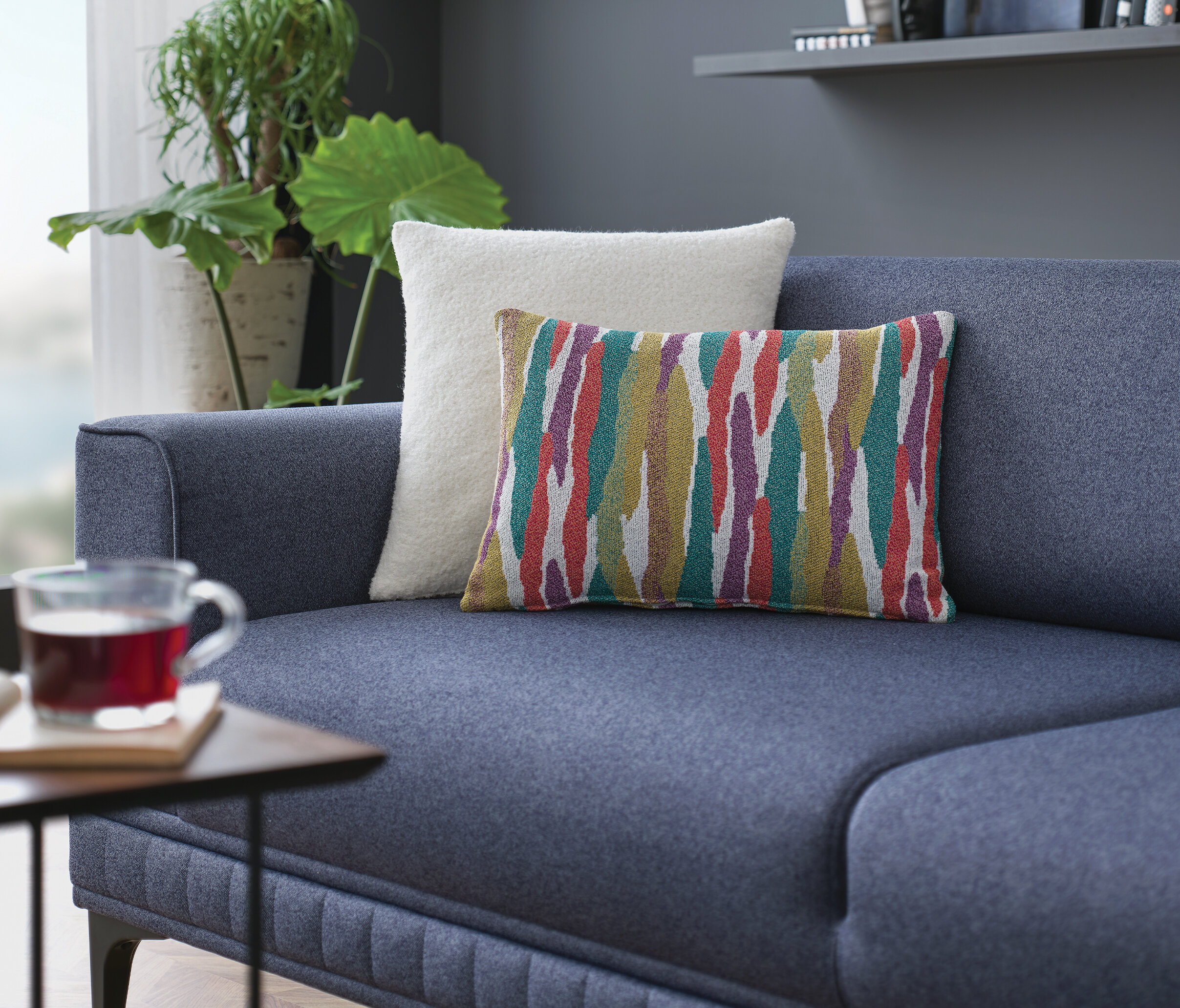 Pavia 3 Seater Sofa Bed, Velvet Textured, 11802 Navy Blue - Image 5