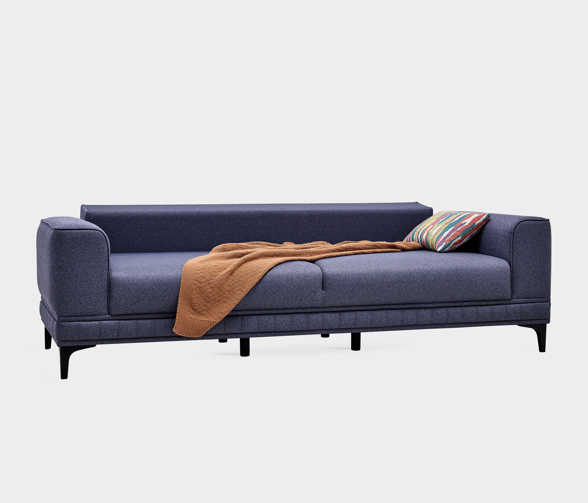 Pavia 3 Seater Sofa Bed, Velvet Textured, 11802 Navy Blue - Image 7