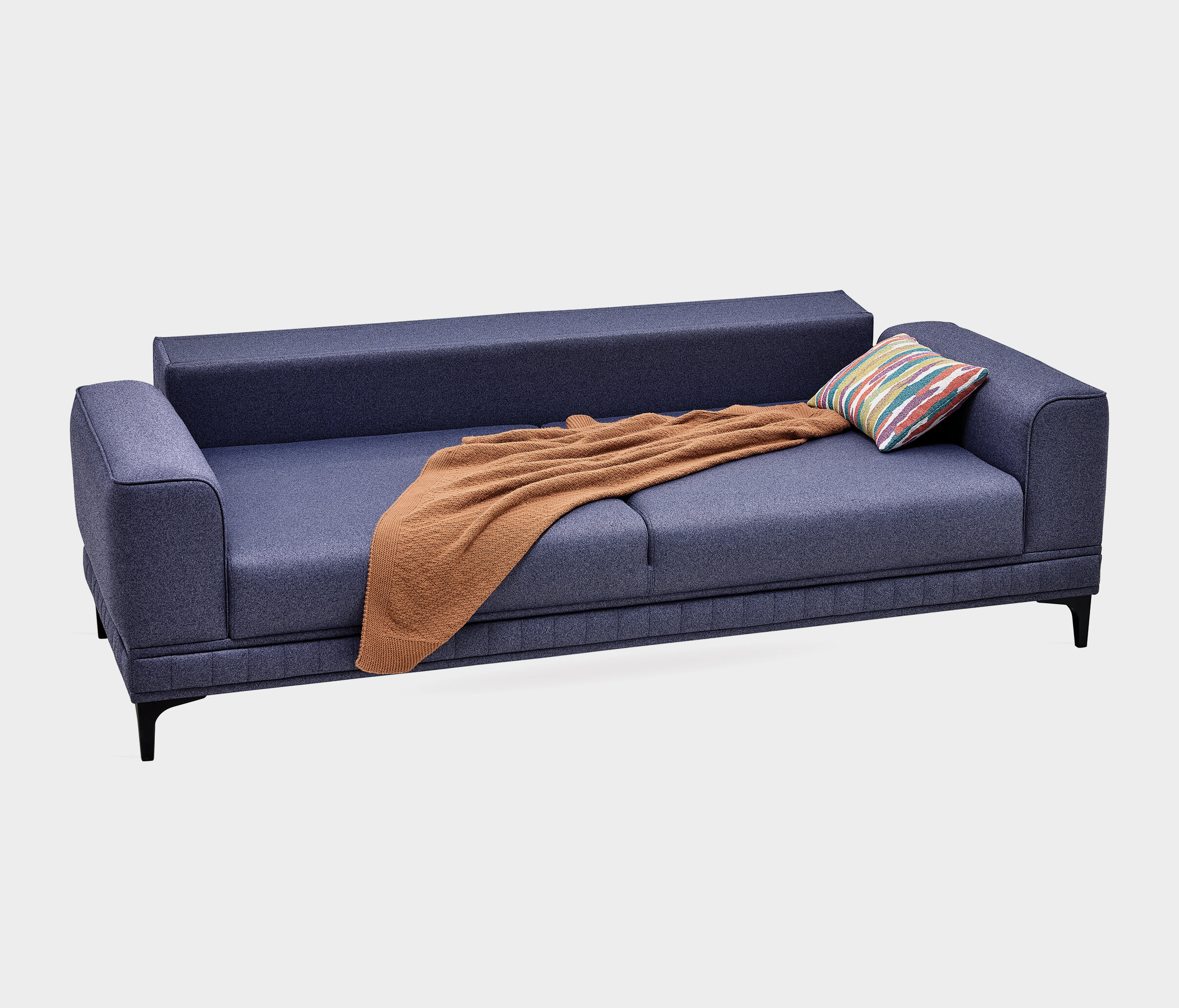 Pavia 3 Seater Sofa Bed, Velvet Textured, 11802 Navy Blue - Image 9