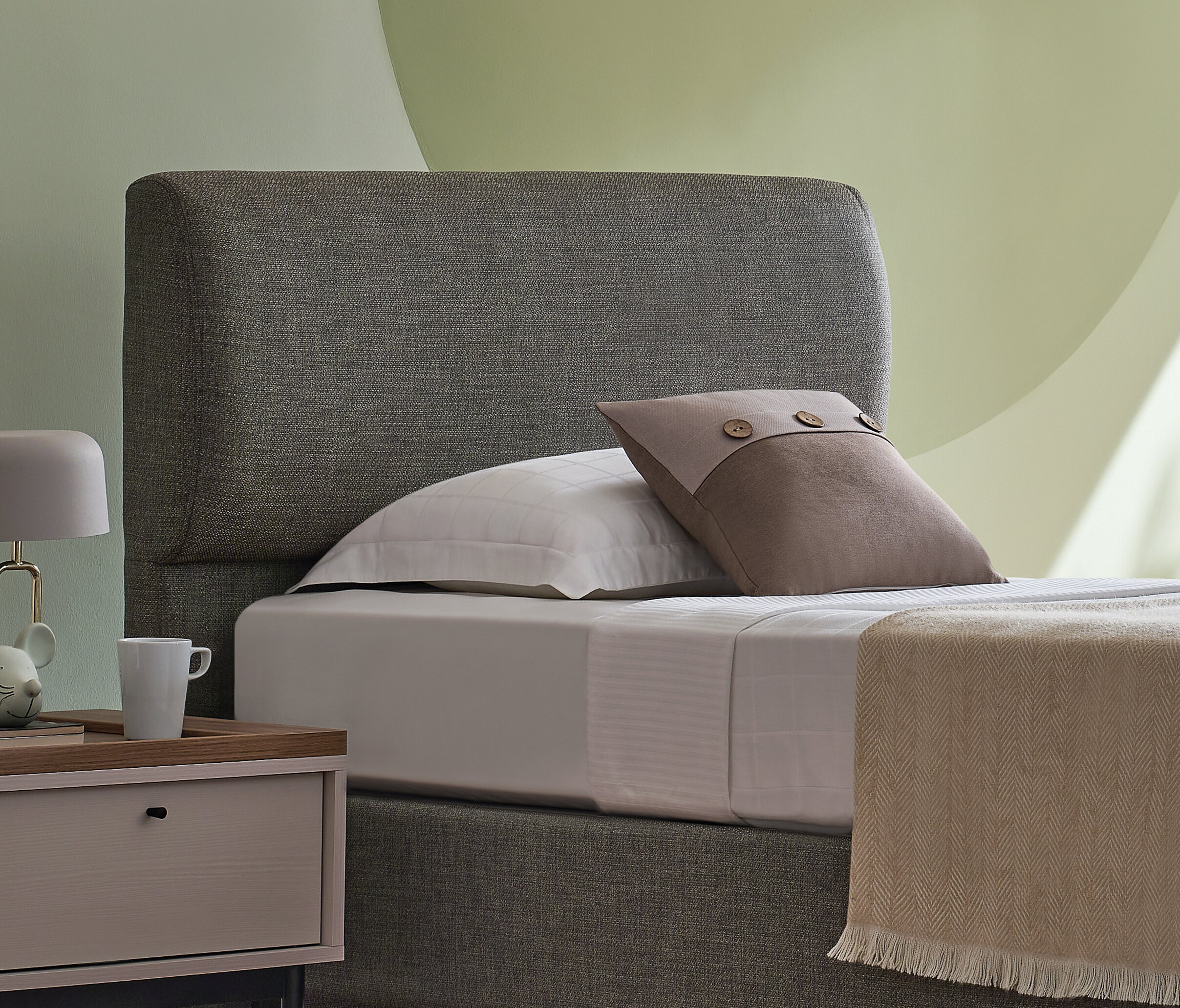Loreto Bed With Headboard & Base 120x200 - 23501 Brown Green - Image 3