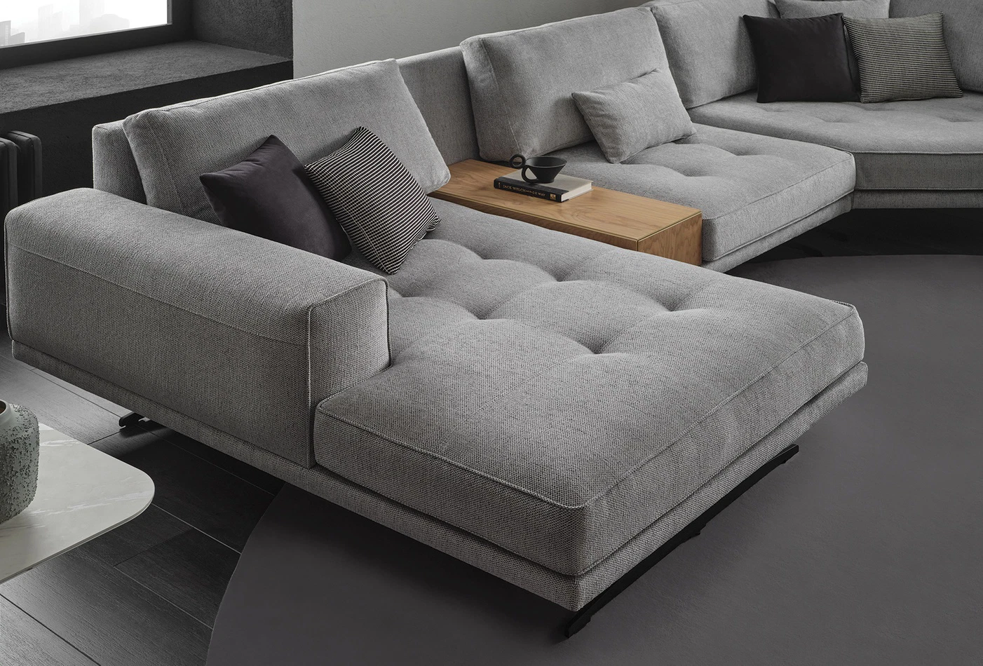 Bold Corner Sofa Set, Chenille, 50201 Grey - Image 4