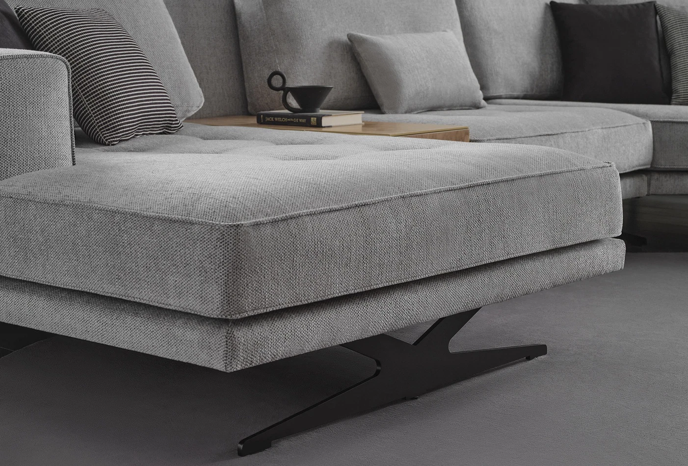 Bold Corner Sofa Set, Chenille, 50201 Grey - Image 14