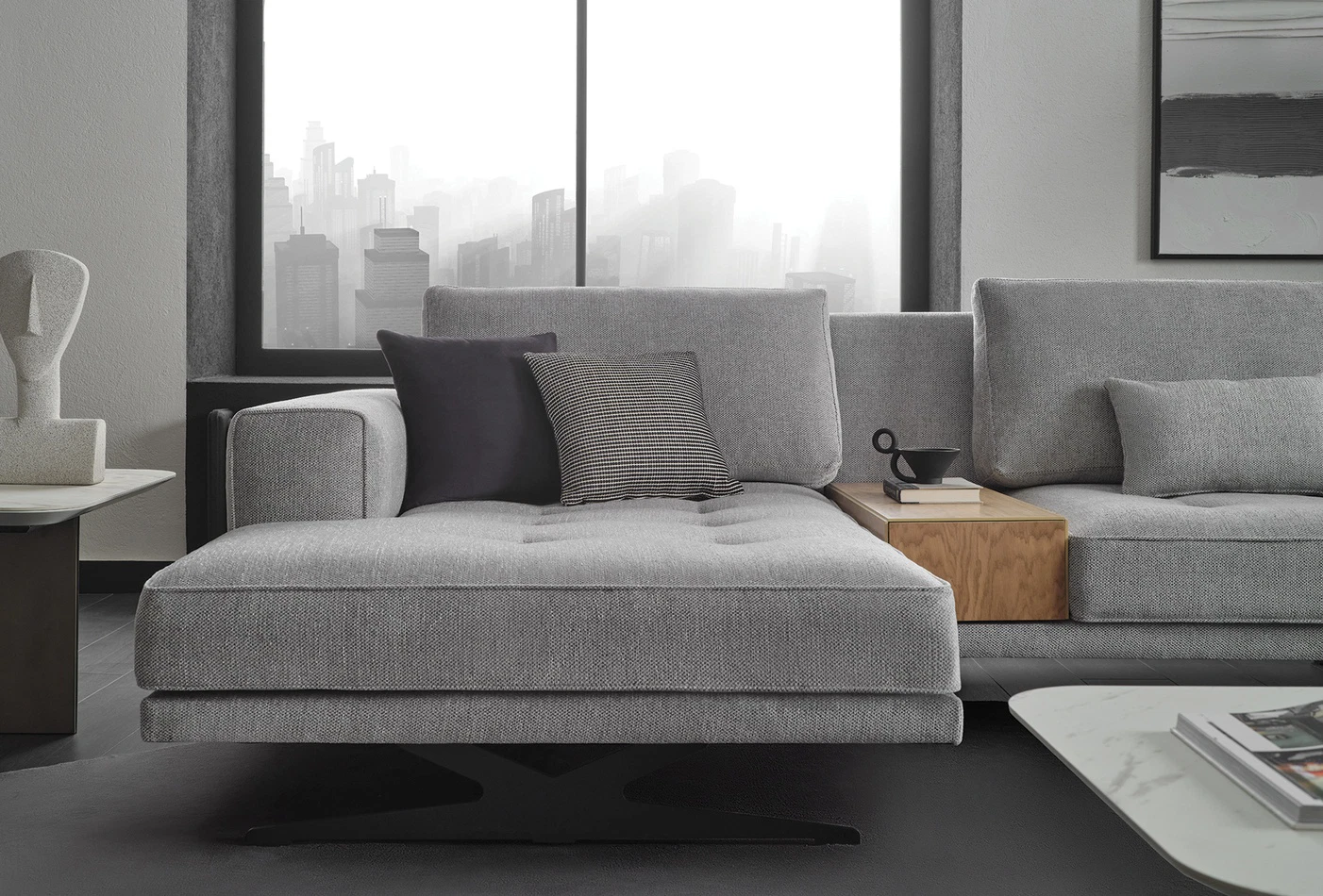 Bold Corner Sofa Set, Chenille, 50201 Grey - Image 8