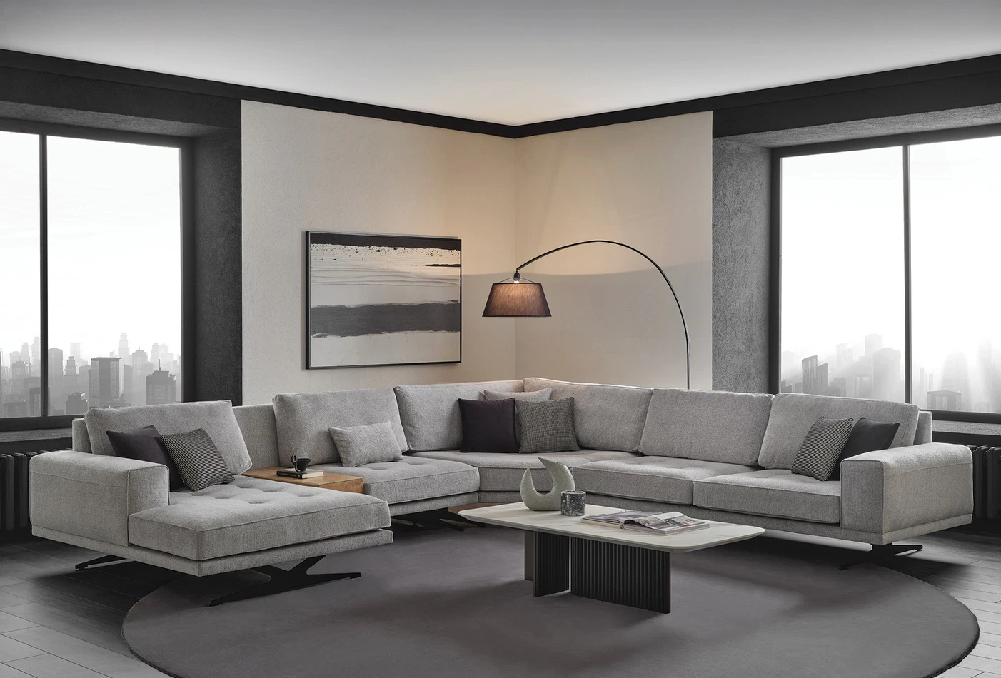 Bold Corner Sofa Set, Chenille, 50201 Grey - Image 3