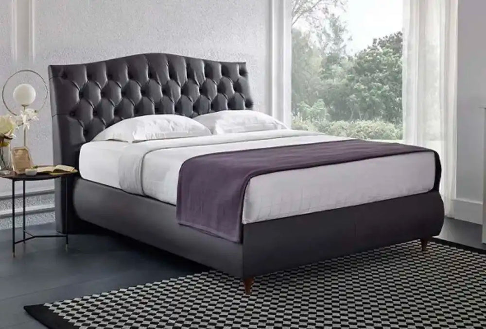 180x200 Grande Base w Headboard (214) -Smart Track Lungo Black - Cream Legs - Image 3