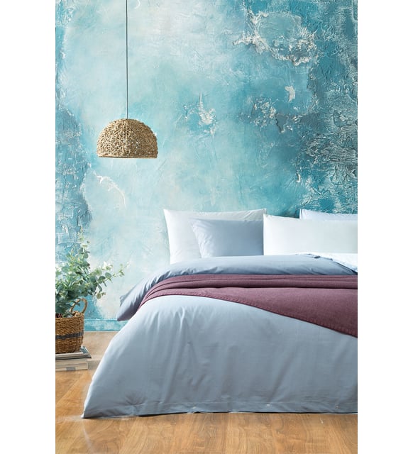 Queen Size Noah Rnf Duvet Cover Set (Light Navy - Light Blue) - Image 2